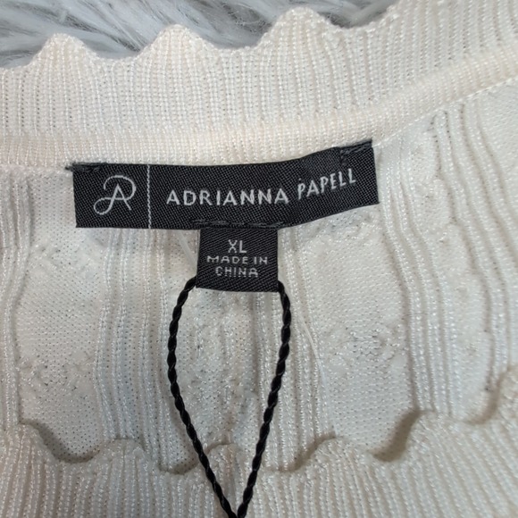 Adrianna Papell Sweater Womens XL Winter White Cable Stitch Preppy Comfort New - Picture 6 of 11